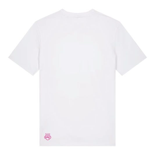 So Wot T-Shirts, White unisex t-shirt with a pink So Wot? logo printed graphic on base