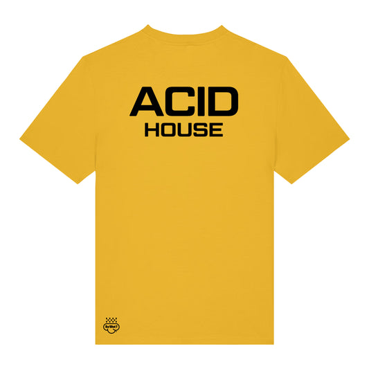 So Wot T-Shirts, Yellow unisex t-shirt with 'ACID HOUSE' logo in black