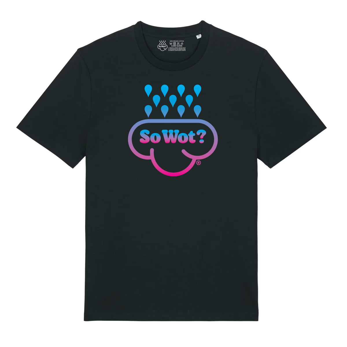 Pink and blue rain cloud logo